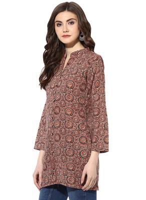 Mauve cotton short-kurtis 3