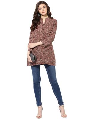 Mauve cotton short-kurtis 4