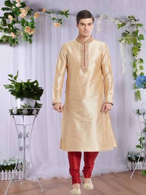 Maroon Art Silk Silk Blend Kurta Pajama 1