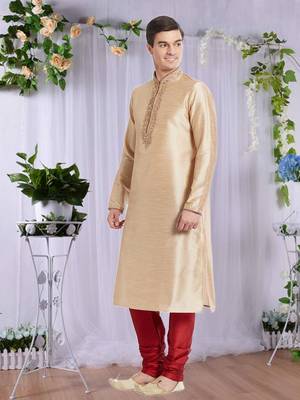 Maroon Art Silk Silk Blend Kurta Pajama 2