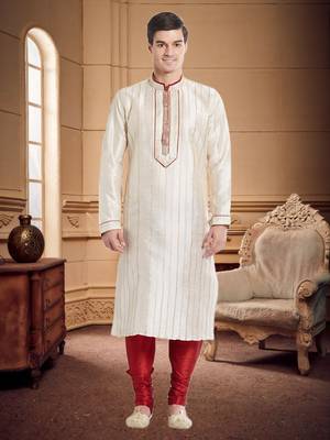 Maroon Art Silk Silk Blend Kurta Pajama 1