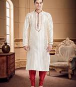 Maroon Art Silk Silk Blend Kurta Pajama