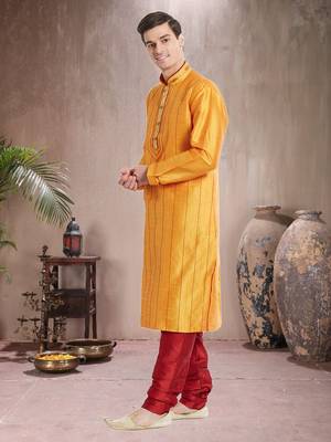 Indian Poshakh Maroon Art Silk Silk Blend Kurta Pajama 2