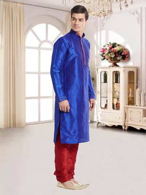 Indian Poshakh Maroon Art Silk Silk Blend Kurta Pajama 3