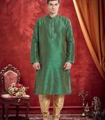 Indian Poshakh Gold Art Silk Silk Blend Kurta Pajama