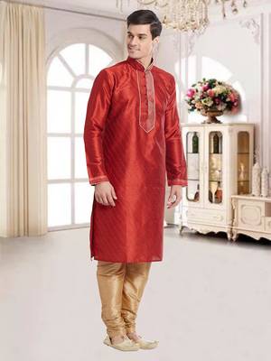 Indian Poshakh Gold Art Silk Silk Blend Kurta Pajama 3
