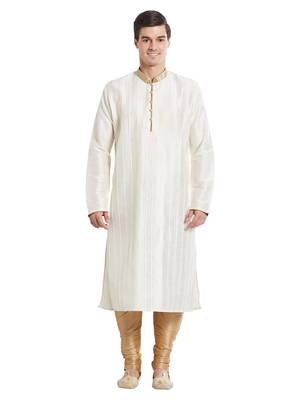 Indian Poshakh Gold Art Silk Silk Blend Kurta Pajama 1