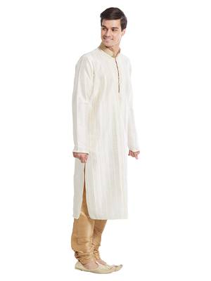 Indian Poshakh Gold Art Silk Silk Blend Kurta Pajama 3