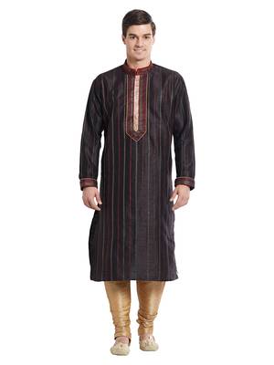 Indian Poshakh Gold Art Silk Silk Blend Kurta Pajama 1