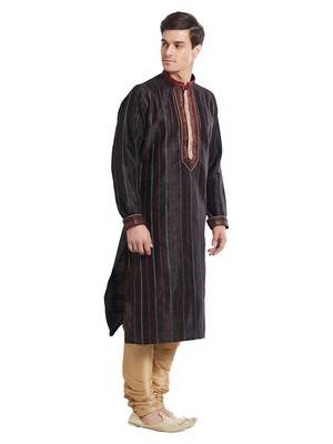 Indian Poshakh Gold Art Silk Silk Blend Kurta Pajama 3