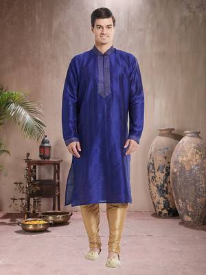 Indian Poshakh Gold Art Silk Silk Blend Kurta Pajama 1