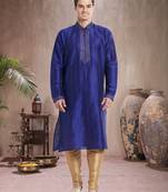 Indian Poshakh Gold Art Silk Silk Blend Kurta Pajama