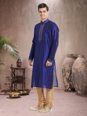 Indian Poshakh Gold Art Silk Silk Blend Kurta Pajama 2