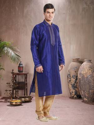 Indian Poshakh Gold Art Silk Silk Blend Kurta Pajama 3