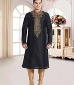 Gold Art Silk Silk Blend Kurta Pajama