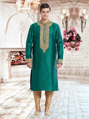 Indian Poshakh Gold Art Silk Silk Blend Kurta Pajama 1