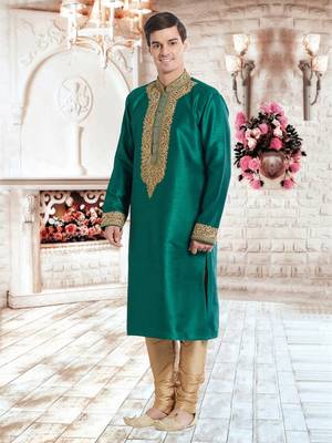 Indian Poshakh Gold Art Silk Silk Blend Kurta Pajama 2