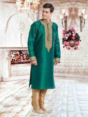 Indian Poshakh Gold Art Silk Silk Blend Kurta Pajama 3