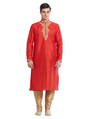 Indian Poshakh Gold Art Silk Silk Blend Kurta Pajama 1