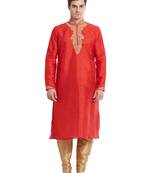 Indian Poshakh Gold Art Silk Silk Blend Kurta Pajama