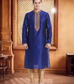 Indian Poshakh Gold Art Silk Silk Blend Kurta Pajama