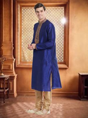 Indian Poshakh Gold Art Silk Silk Blend Kurta Pajama 3