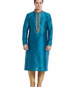 Gold Art Silk Silk Blend Kurta Pajama