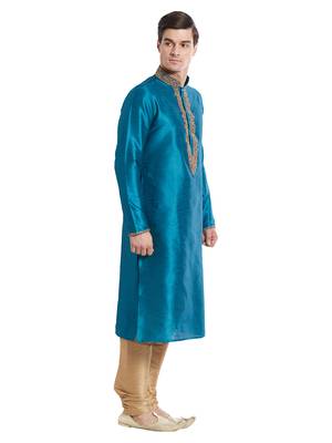 Gold Art Silk Silk Blend Kurta Pajama 3