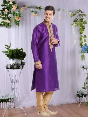 Indian Poshakh Gold Art Silk Silk Blend Kurta Pajama 3