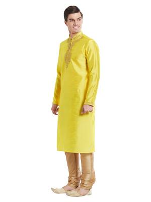 Indian Poshakh Gold Art Silk Silk Blend Kurta Pajama 2