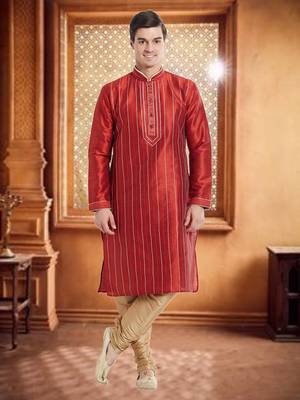 Indian Poshakh Gold Art Silk Silk Blend Kurta Pajama 2