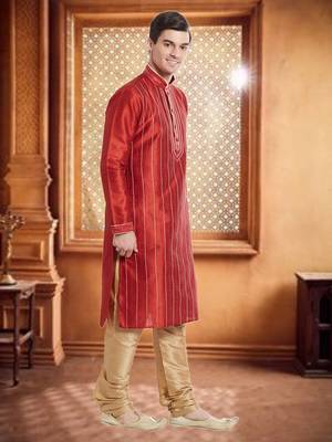 Indian Poshakh Gold Art Silk Silk Blend Kurta Pajama 3