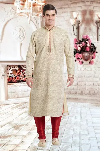 Indian Poshakh Maroon Art Silk Silk Blend Kurta Pajama