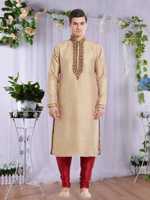 Maroon Art Silk Silk Blend Kurta Pajama 1