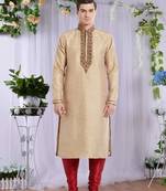 Maroon Art Silk Silk Blend Kurta Pajama