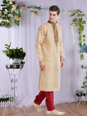 Maroon Art Silk Silk Blend Kurta Pajama 2
