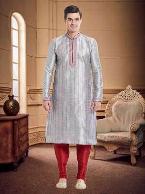 Maroon Art Silk Silk Blend Kurta Pajama 1