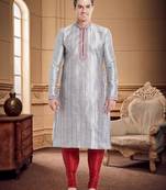 Maroon Art Silk Silk Blend Kurta Pajama