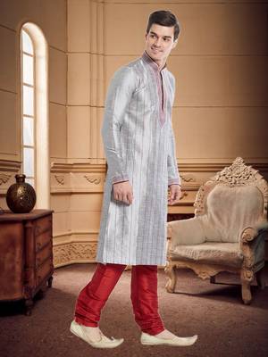 Maroon Art Silk Silk Blend Kurta Pajama 3