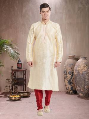 Indian Poshakh Maroon Art Silk Silk Blend Kurta Pajama 1