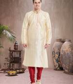 Indian Poshakh Maroon Art Silk Silk Blend Kurta Pajama