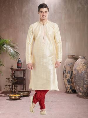 Indian Poshakh Maroon Art Silk Silk Blend Kurta Pajama 3