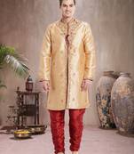 Maroon Art Silk Silk Blend Kurta Pajama