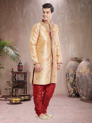 Maroon Art Silk Silk Blend Kurta Pajama 2