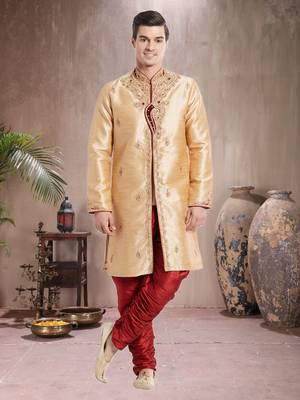 Maroon Art Silk Silk Blend Kurta Pajama 3