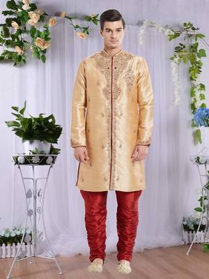 Maroon Art Silk Silk Blend Kurta Pajama 1