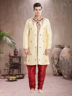 Maroon Art Silk Silk Blend Kurta Pajama 1