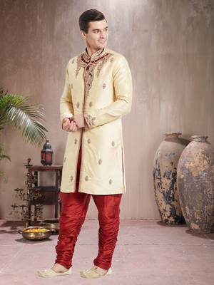 Maroon Art Silk Silk Blend Kurta Pajama 2