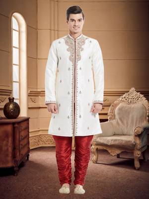 Maroon Art Silk Silk Blend Kurta Pajama 1
