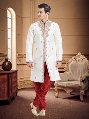 Maroon Art Silk Silk Blend Kurta Pajama 3